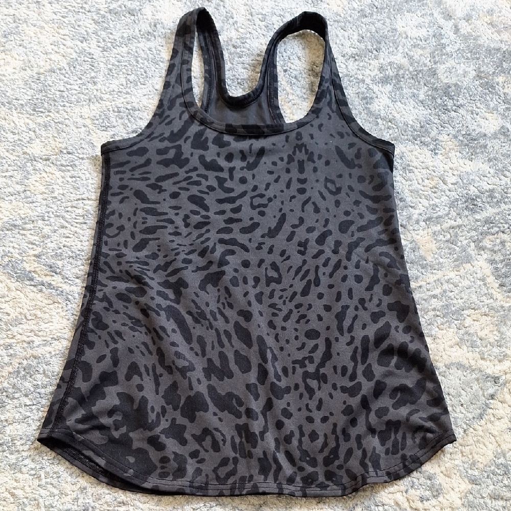 Stylish Black Lululemon Leopard Print Women's Tank Top, Size S